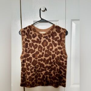 Gorgeous Leopard Print Sleeveless Sweater from French Brand Sezane. NWOT